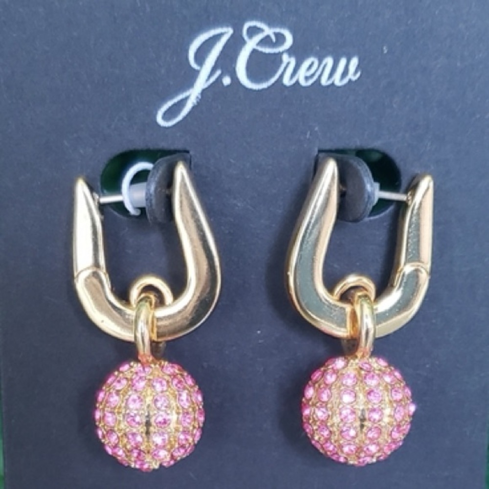 J CREW BRIGERTON HUGGIE BALL PAVE CRYSTAL EARRINGS NWT